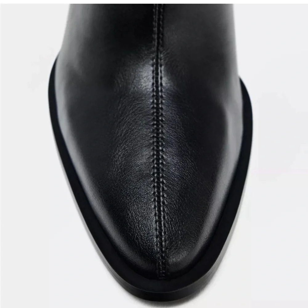 Zara NWT knee high pull on Black Stiletto heel Women's Boots size 6 1/2 or 37